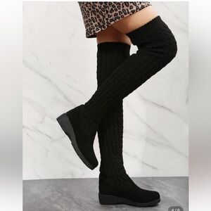 SHEIN Black Over-the-Knee Knit Boots 🖤